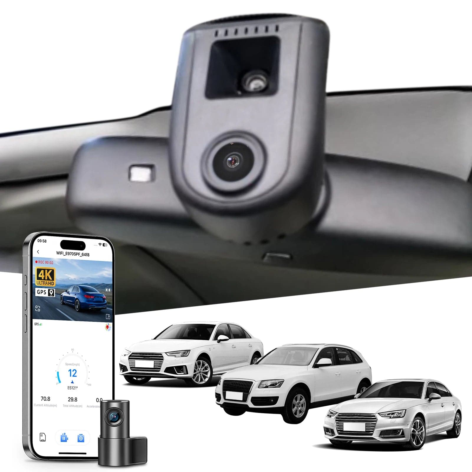 Audi Original Style Dashcam – OEM-Style Dashcam für Audi | 4K UHD WiFi